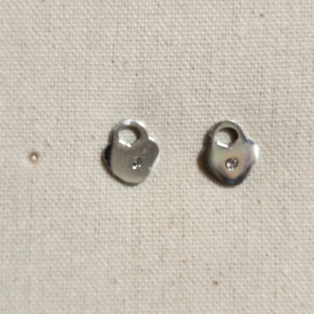 Nice Heart Crystal Rhodium Earrings Stainless Steel NWOT